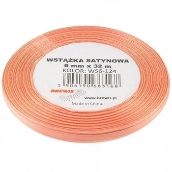 Wstążka satyn. 6mm/32m 124 łososiowy A`2